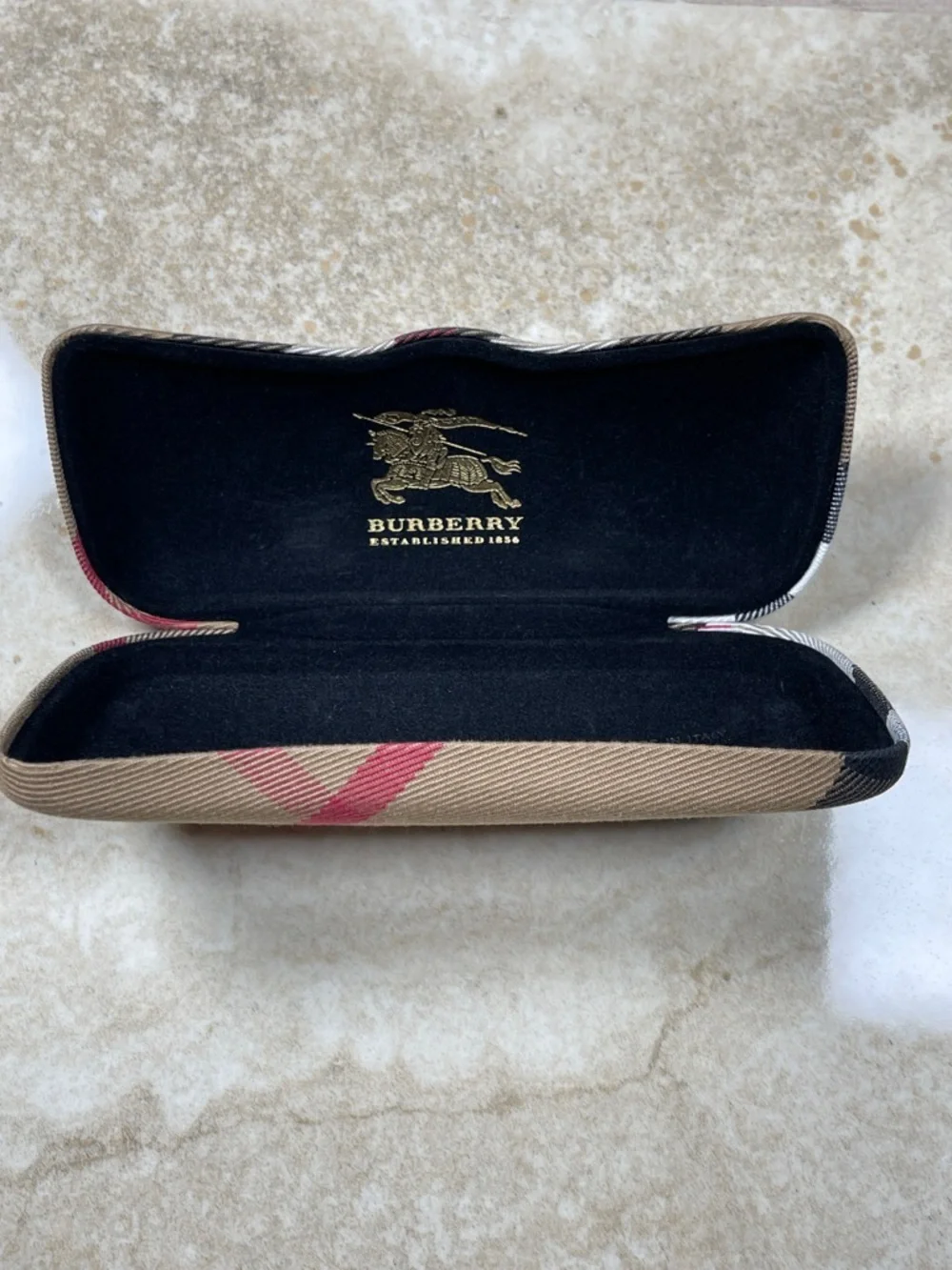 Burberry Beige Tan Black Red Nova Check Eyewear Case - Picture 4 of 13